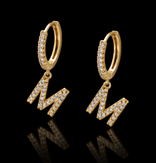 Gold plated Iced Letter Oorbellen