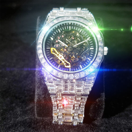Royal Skeleton 44mm – Automatisch Baguette Diamanten Horloge