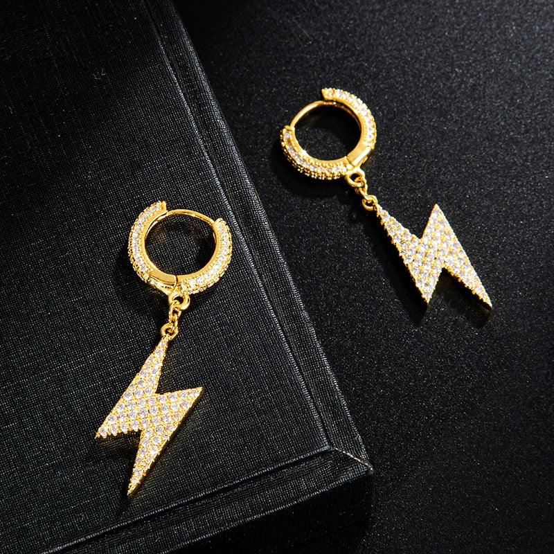 Gold Plated Iced Out Bliksem Oorringen