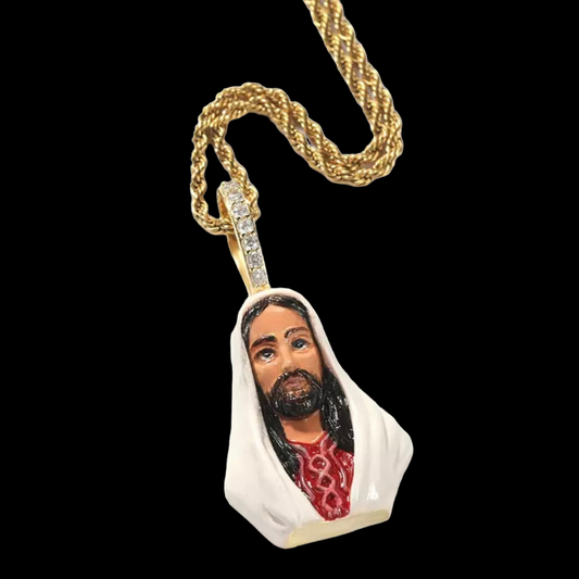 Gold Plated Jezus Hanger met enamel verf
