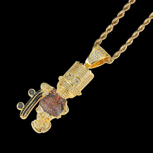 Gold Plated Cartoon met skateboard