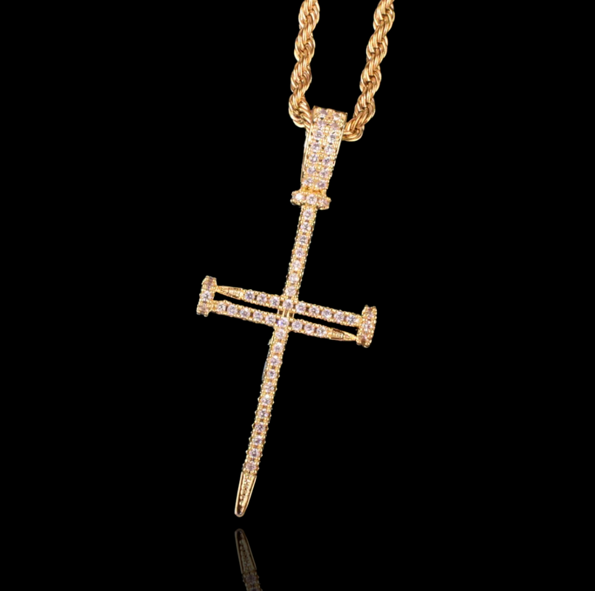 Gold Plated Spijkerkruis Hanger