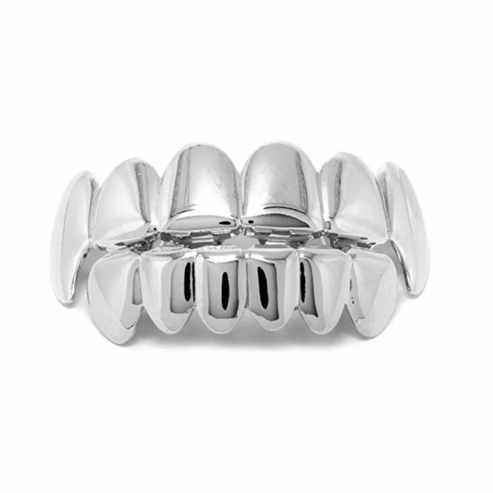 6/6 White Gold Plated Fang Grillz