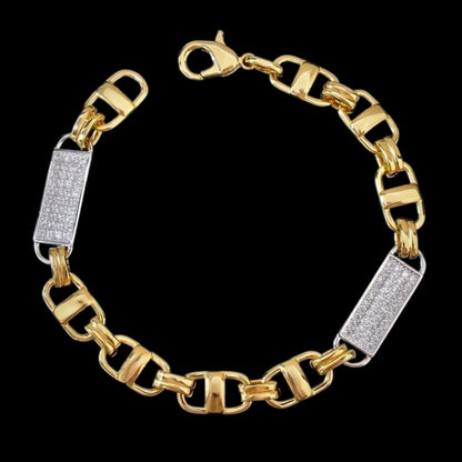 bicolor diamanten iced out magnum koningsketting armband goud en zilver 8mm