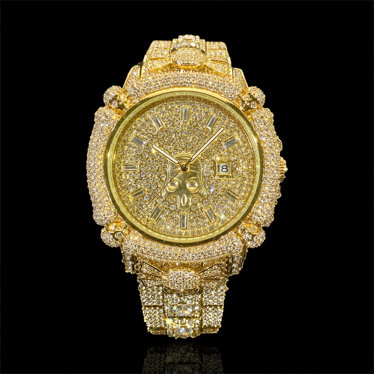 Pirate Skull 44mm  – Fully Iced Goud Verguld Horloge