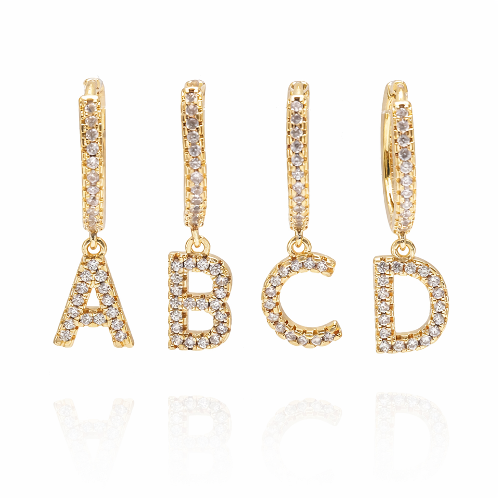 Gold plated Iced Letter Oorbellen