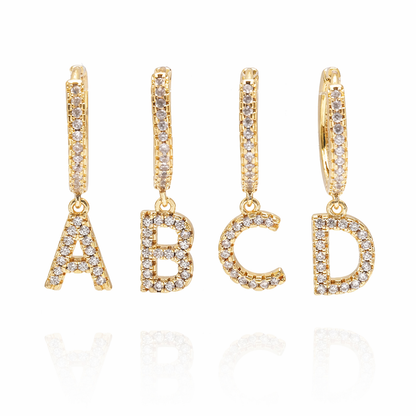 Gold plated Iced Letter Oorbellen