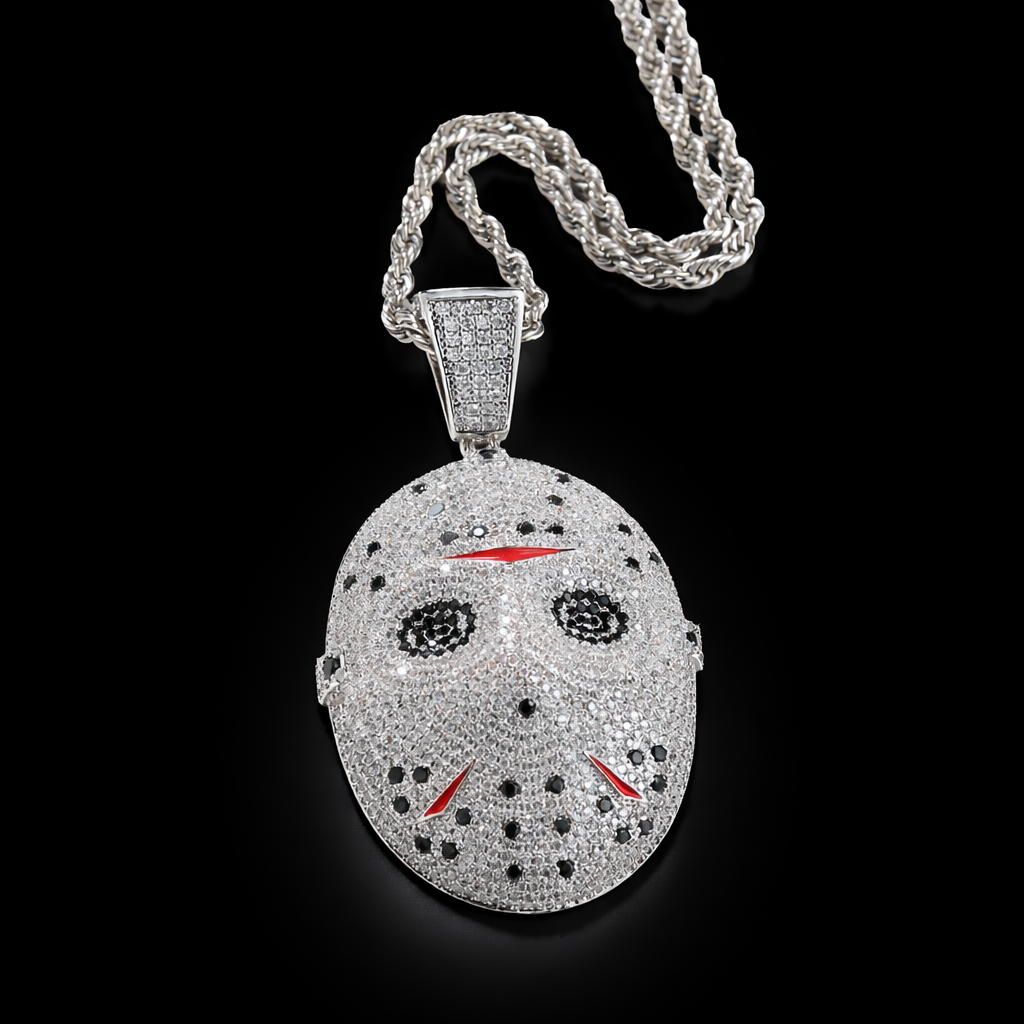 Jason pendant with rope chain iced out 