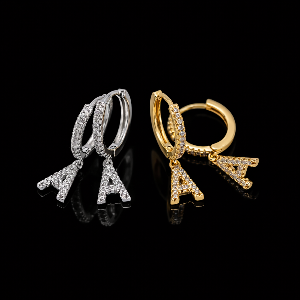 Gold plated Iced Letter Oorbellen