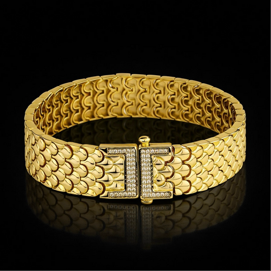 gold diamond iced out imperial scale bracelet