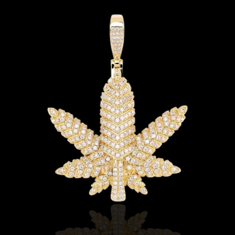 Premium Iced Out Cannabis Leaf Pendant