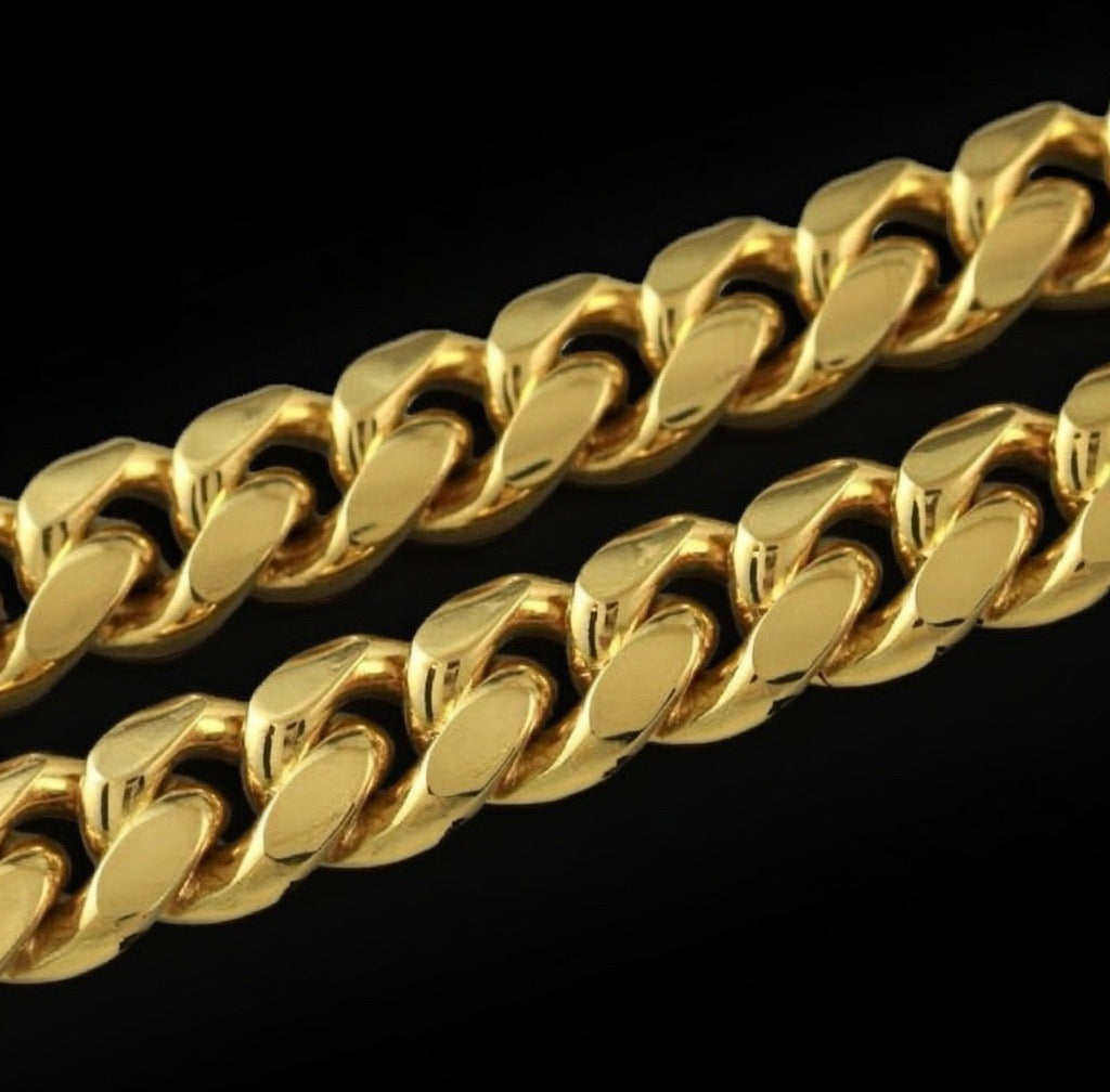 luxury 12mm gold miami cuban bracelet iced out with diamonds and lock