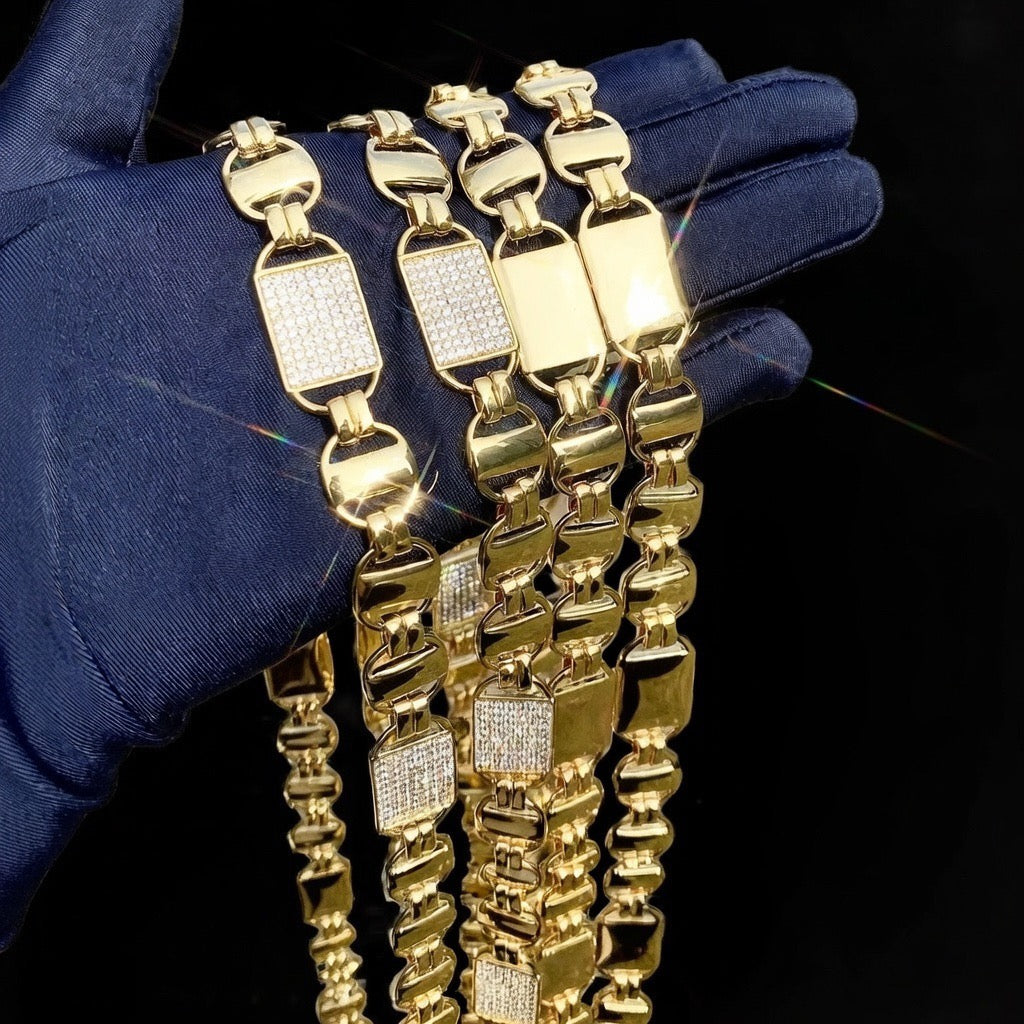 14mm diamanten koningsketting goud