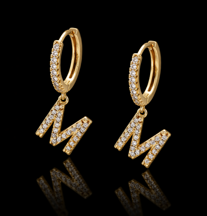 Gold plated Iced Letter Oorbellen