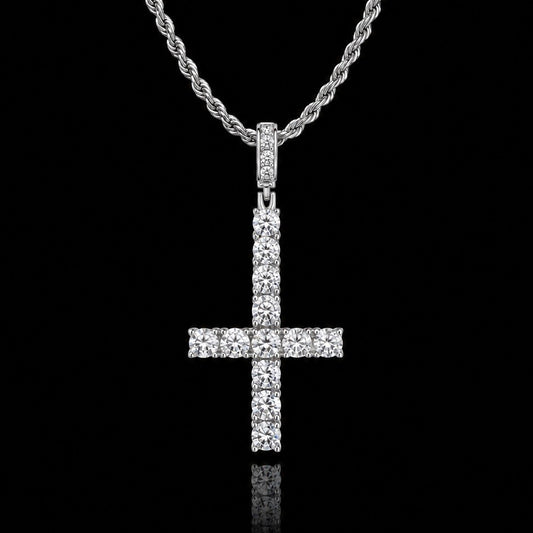 Moissanite Diamanten Omgekeerd Kruis Hanger