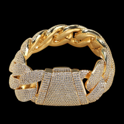 24mm gold diamond iced out miami cuban bracelet