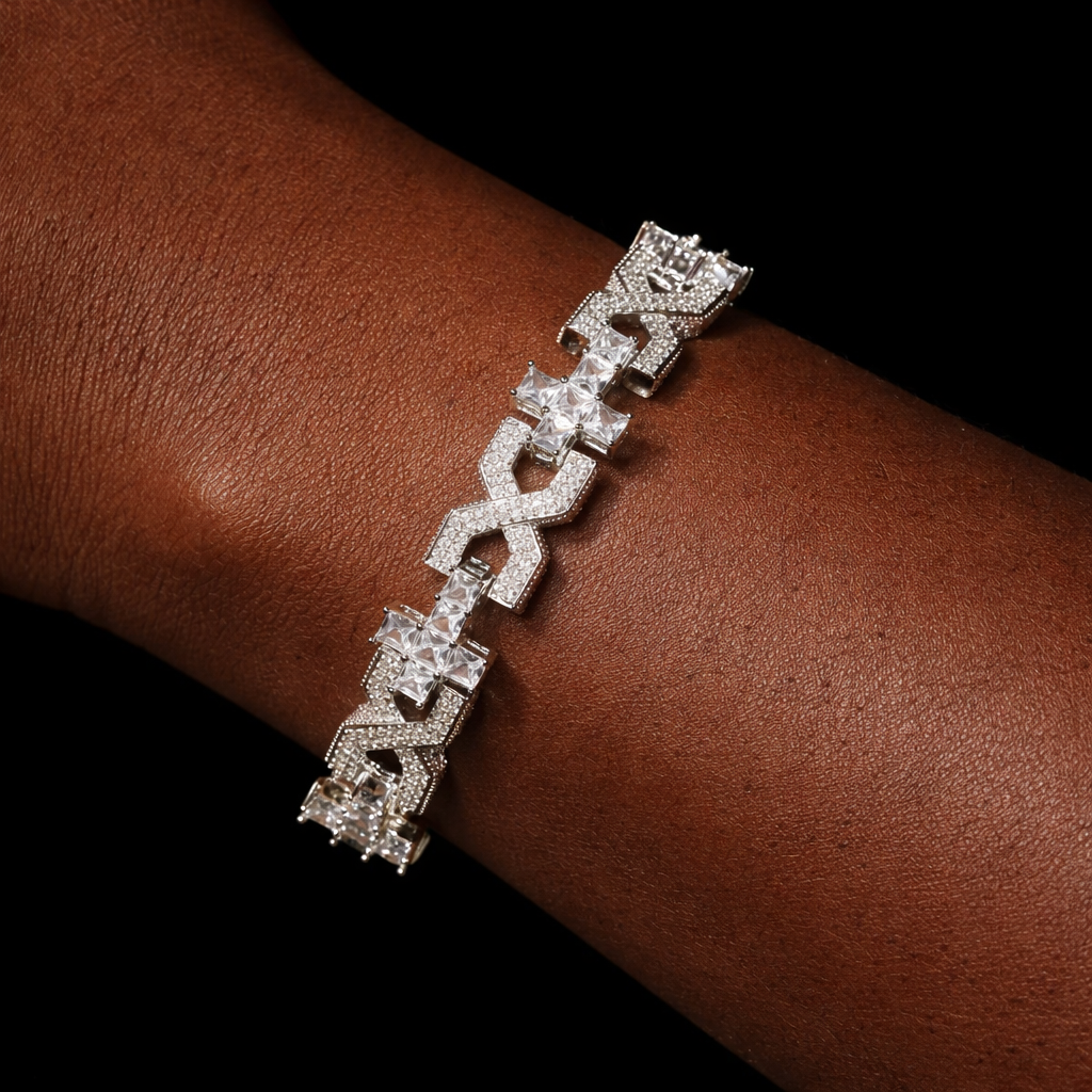 14mm Infinity X Kruis Baguette Armband