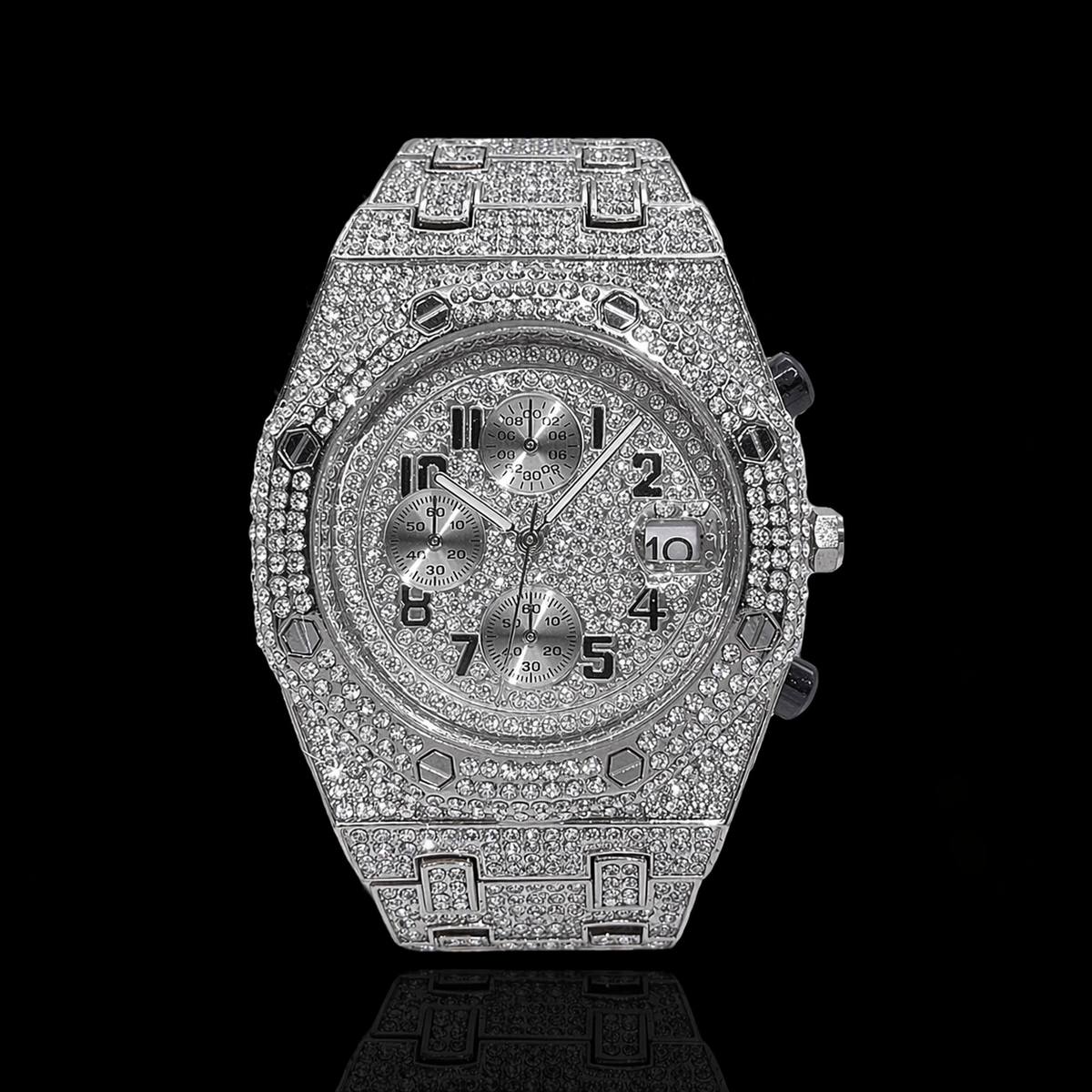 Royal Majestic Chronograaf 42mm – Fully Iced Horloge