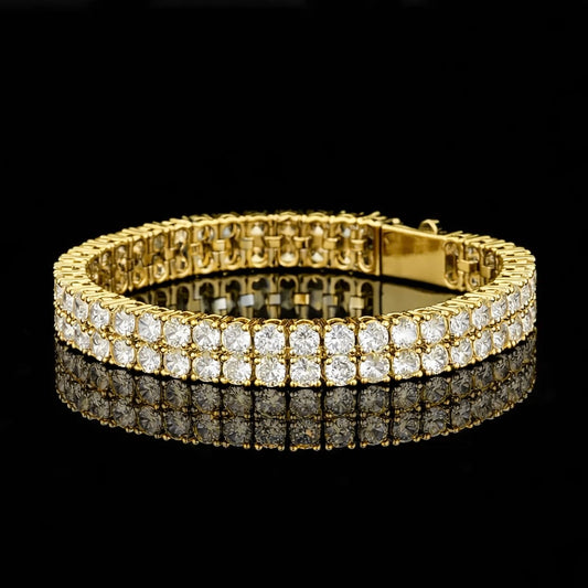 10mm Gold Plated Double Row Tennis Bracelet