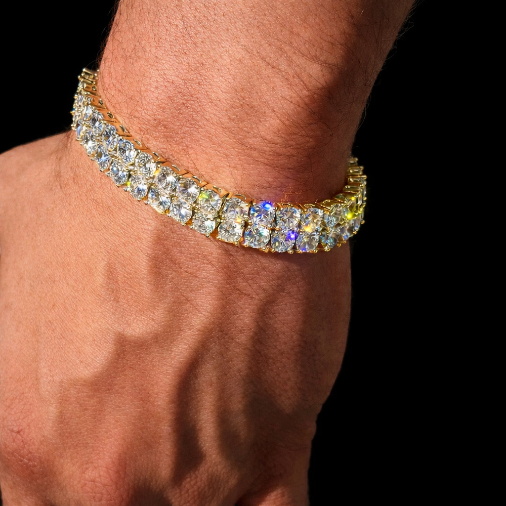 Gold Plated Dubbele Rij Tennis Armband