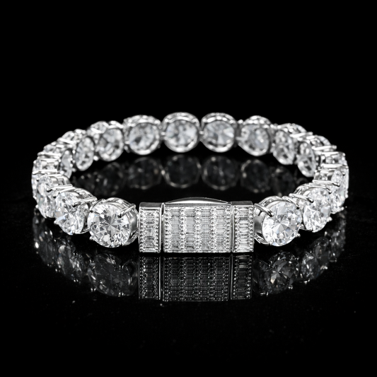 10mm white gold diamond iced out prestige tennis bracelet