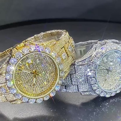 Prestige Date 42mm – Fully Iced Goud Verguld Horloge